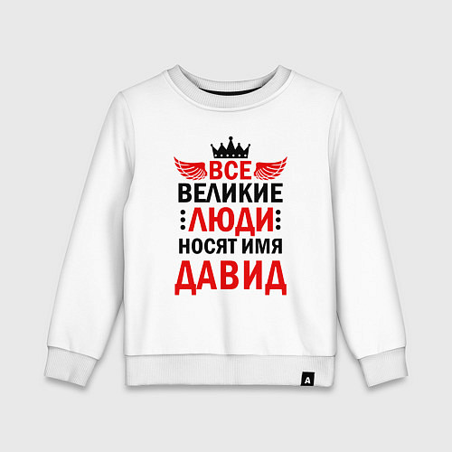 Детский свитшот ВСЕ ВЕЛИКИЕ ЛЮДИ НОСЯТ ИМЯ ДАВИД / Белый – фото 1