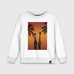 Детский свитшот Жирафы и пальмы на закате