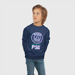 Свитшот хлопковый детский PSG FC в стиле Glitch, цвет: тёмно-синий — фото 2