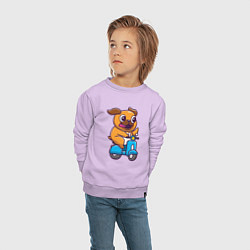 Свитшот хлопковый детский Бульдог на мотороллере, цвет: лаванда — фото 2