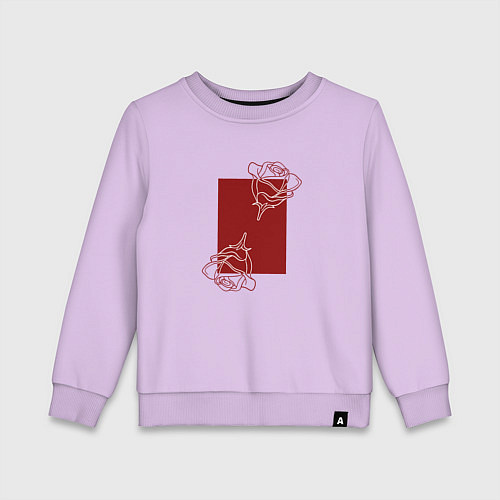 Детский свитшот Розы с красным прямоугольником / Лаванда – фото 1