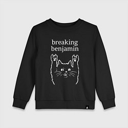 Свитшот хлопковый детский Breaking Benjamin Рок кот, цвет: черный