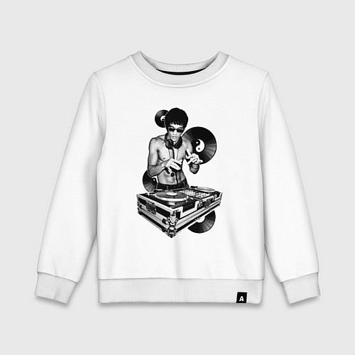 Детский свитшот Bruce Lee - Vinyl Dj / Белый – фото 1