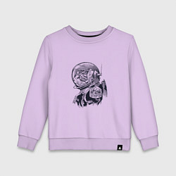 Свитшот хлопковый детский Котик - Космонавт, цвет: лаванда