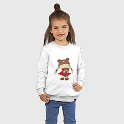 Свитшот хлопковый детский GIRL WITH A TEDDY BEAR, цвет: белый — фото 2
