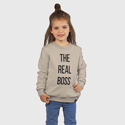 Свитшот хлопковый детский The real boss!, цвет: миндальный — фото 2