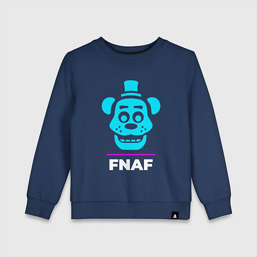 Детский свитшот Символ FNAF в неоновых цветах / Тёмно-синий – фото 1