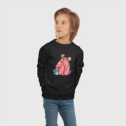 Свитшот хлопковый детский Розовая слоника со слонятами, цвет: черный — фото 2