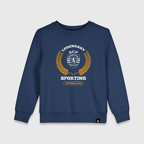 Детский свитшот Лого Sporting и надпись Legendary Football Club / Тёмно-синий – фото 1
