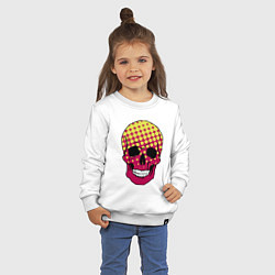 Свитшот хлопковый детский Pop-art skull, цвет: белый — фото 2