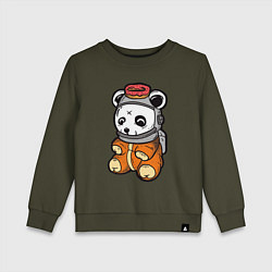 Свитшот хлопковый детский Космо панда, цвет: хаки