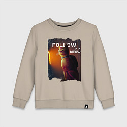 Свитшот хлопковый детский STRAY FOLLOW MEOW, цвет: миндальный
