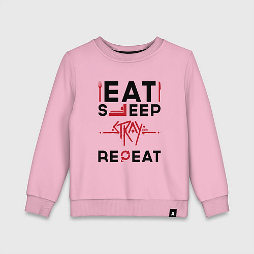 Детский свитшот Надпись: Eat Sleep Stray Repeat / Светло-розовый – фото 1