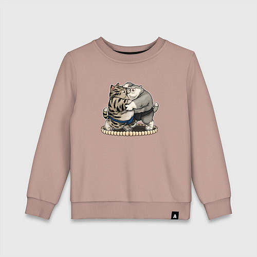 Детский свитшот КОТИКИ СУМОИСТЫ / Пыльно-розовый – фото 1