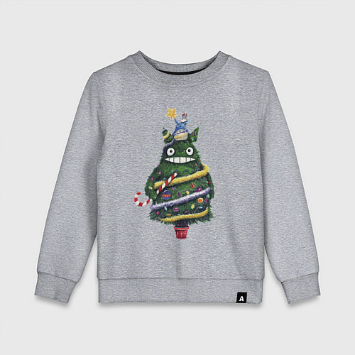 Детский свитшот Тоторо - Новогодняя ёлка / Меланж – фото 1