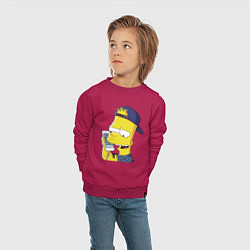 Свитшот хлопковый детский Барт Симпсон разговаривает по мобиле, цвет: маджента — фото 2