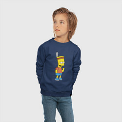 Свитшот хлопковый детский Барт Симпсон - индеец, цвет: тёмно-синий — фото 2