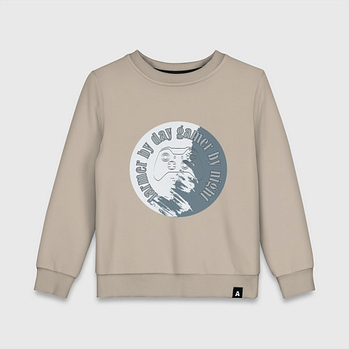 Детский свитшот Фермер днем, Геймер ночью / Миндальный – фото 1
