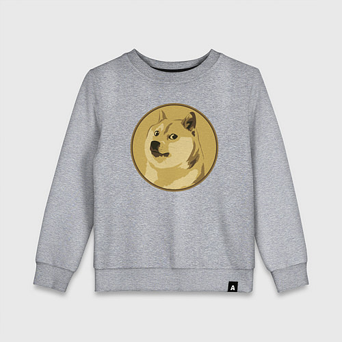 Детский свитшот Пёсик Доге в круге / Меланж – фото 1