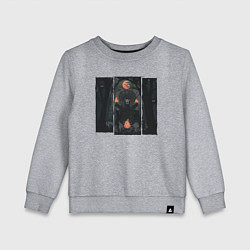 Свитшот хлопковый детский Оранжевая луна и медведь шаман, цвет: меланж