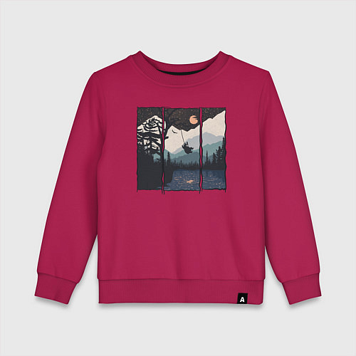 Детский свитшот Оранжевая луна и тарзанка / Маджента – фото 1