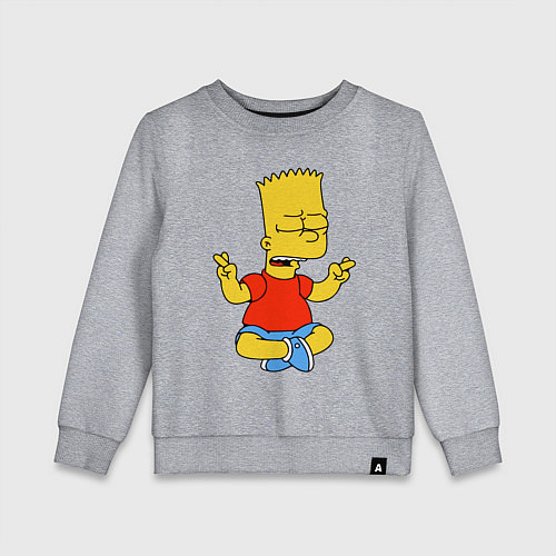 Детский свитшот Барт Симпсон - сидит со скрещенными пальцами / Меланж – фото 1