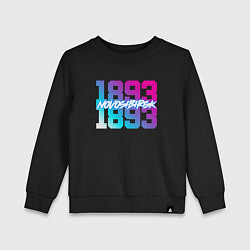 Свитшот хлопковый детский Новосибирск Retrowave, цвет: черный