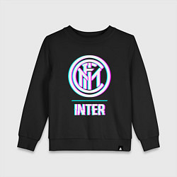 Свитшот хлопковый детский Inter FC в стиле glitch, цвет: черный