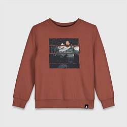 Свитшот хлопковый детский Внедорожник и медведь, цвет: кирпичный