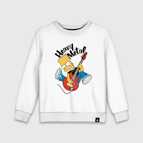 Детский свитшот Барт Симпсон - гитарист - heavy metal / Белый – фото 1