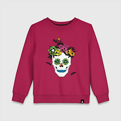 Свитшот хлопковый детский Sugar skull, цвет: маджента