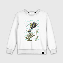 Детский свитшот Морская тематика Рыбки Морские обитатели Коралл,во