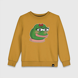 Свитшот хлопковый детский Лягушка Пепе девочка, цвет: горчичный