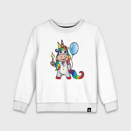 Детский свитшот Праздничный единорог с тортиком / Белый – фото 1