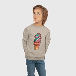 Свитшот хлопковый детский Мороженое осьминог, цвет: миндальный — фото 2