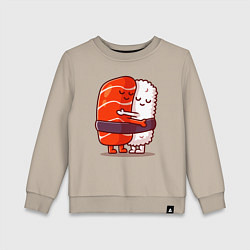 Свитшот хлопковый детский Суши Любимые Обнимашки, цвет: миндальный