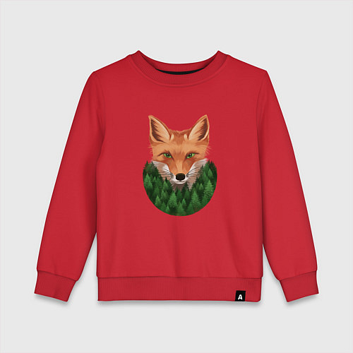 Детский свитшот Рыжая лиса и лес / Красный – фото 1
