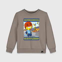 Свитшот хлопковый детский Skateboarding - use the right personal protective, цвет: утренний латте