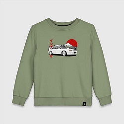 Свитшот хлопковый детский Subaru Impreza WRX Sti Retro JDM, цвет: авокадо