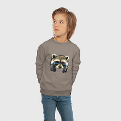 Свитшот хлопковый детский Музыкальный енот, цвет: утренний латте — фото 2