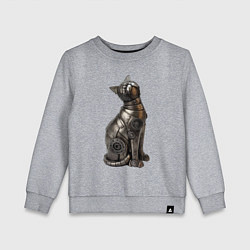 Свитшот хлопковый детский Металлическая статуэтка кошки, цвет: меланж