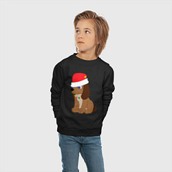 Свитшот хлопковый детский Праздничный пёсик, цвет: черный — фото 2
