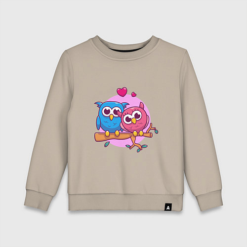 Детский свитшот Влюблённые Совы / Миндальный – фото 1