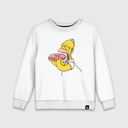 Свитшот хлопковый детский Гомер Симпсон нацелился на пончик, цвет: белый