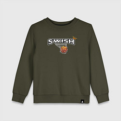 Свитшот хлопковый детский Swish King, цвет: хаки