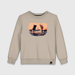 Свитшот хлопковый детский Закат в Питере, цвет: миндальный