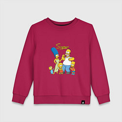 Свитшот хлопковый детский The Simpsons - happy family, цвет: маджента
