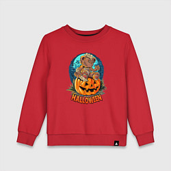 Свитшот хлопковый детский Halloween - Мишка на тыкве, цвет: красный