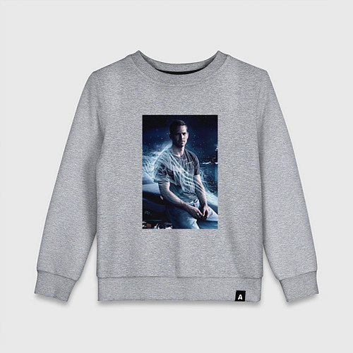 Детский свитшот Пол Уокер на капоте / Меланж – фото 1