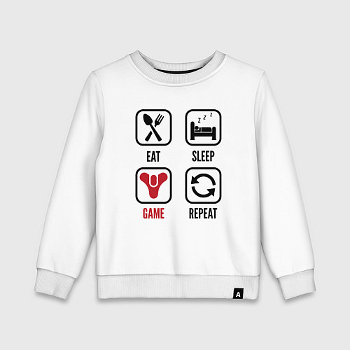 Детский свитшот Eat - sleep - Destiny - repeat / Белый – фото 1
